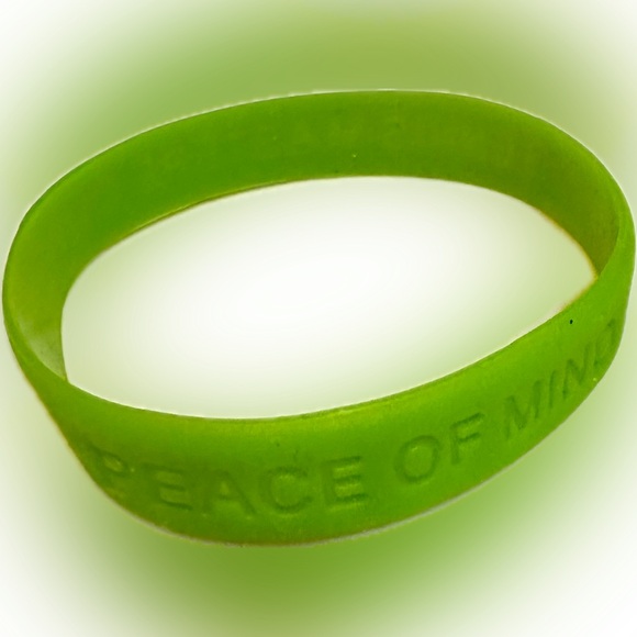 RARE TENNIS MASTERS CUP PEACE OF MIND GREEN SILICONE BRACELET RUBBER JEWELRY - Picture 9 of 13